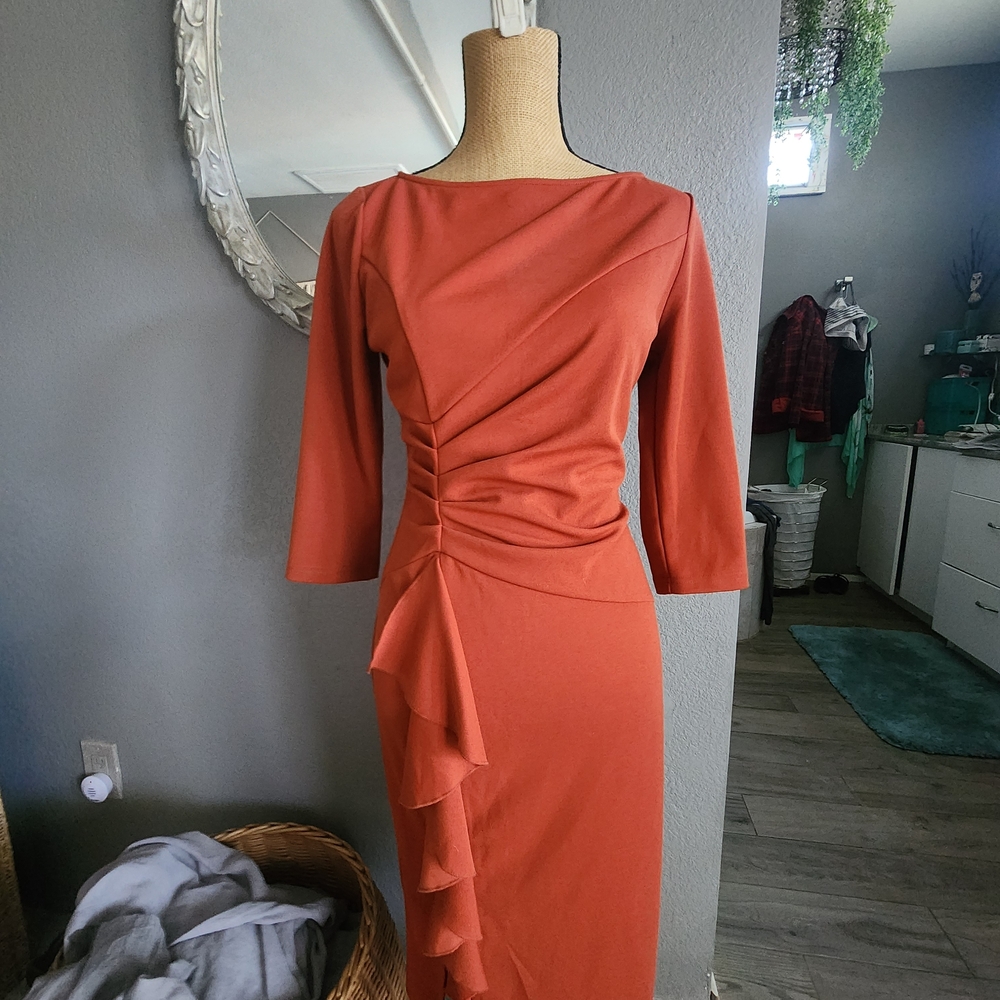 Elegant Rust Orange Women's Dress